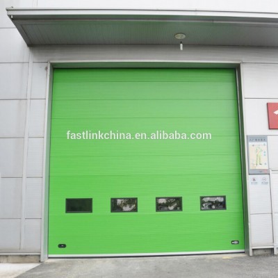 Green color large opening sectional door factory